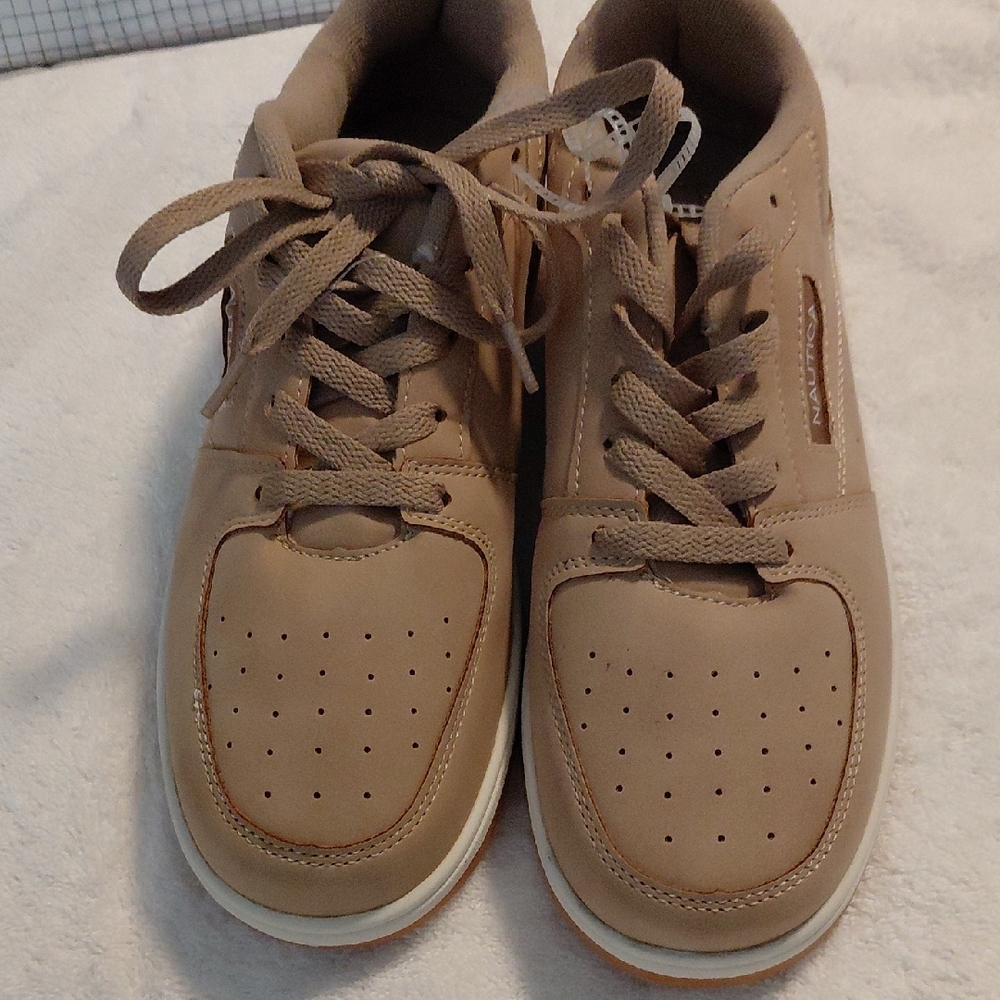 Nautica Tan Sneakers Suede Upper Lace-Up Design